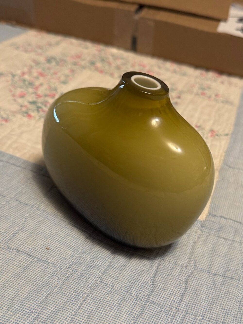 Kinto SACCO Asymmetrical Green Cased Glass Vase Small